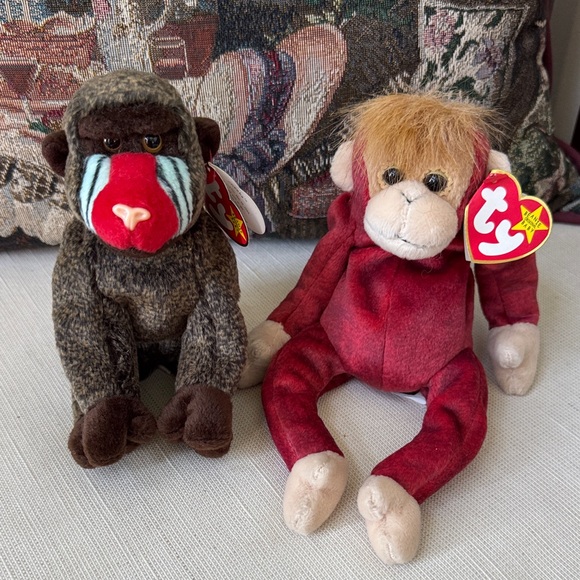 Ty Other - 🐵 TY Beanie Babies Pair – Cheeks & Schweetheart (1999) 🐒✨